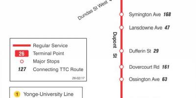 המפה של המכללה 26 דופונט מסלול האוטובוס טורונטו