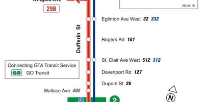 המפה של המכללה 29 Dufferin מסלול האוטובוס טורונטו
