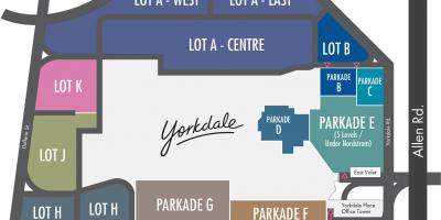 מפה של Yorkdale חניון מרכז קניות