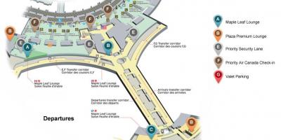 מפה של טורונטו פירסון הבינלאומי שדה התעופה יציאות מסוף