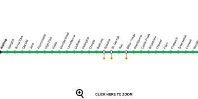 מפה של טורונטו קו רכבת תחתית 2 בלור-Danforth